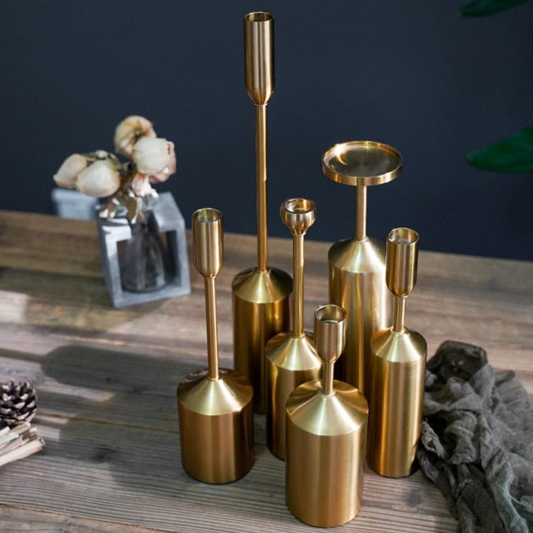 Golden Bloom Candle Holder Set